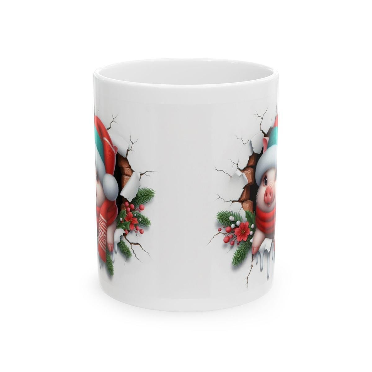 Christmas baby piglet 3d mug - reusable and perfect for drinks - drinkware ceramic tumblers washable reuse cup bottles xmas mugs tea festive