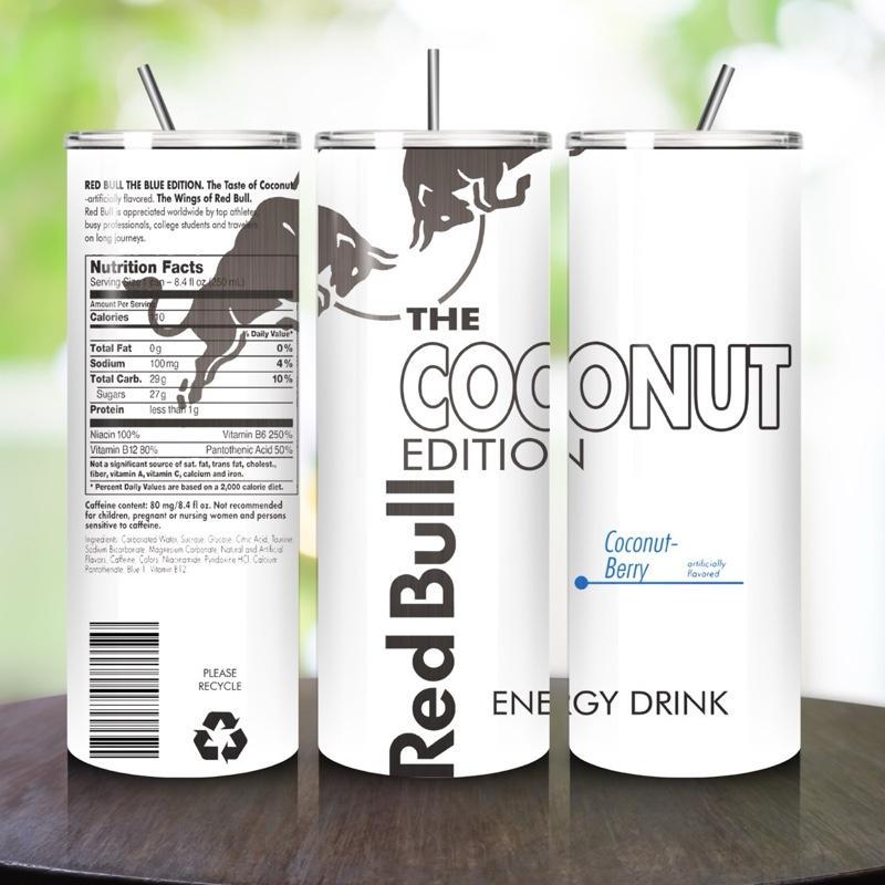 Red bull coconut edition tumbler 20oz - perfect for on-the-go hydration - vacuum flask - cup drinkware mug bottles water bottles bottled por