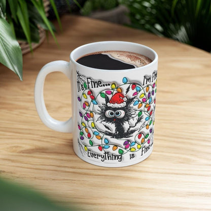 Funny cat mug - i’m fine everything is fine drinkware cup tumblers reusable washable ceramic coffee reuse mugs xmas tea mean festive obses