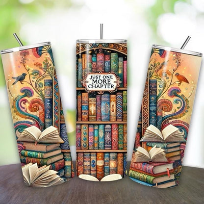 Reading book lover tumbler 20oz - just one more chapter’ perfect for on-the-go hydration - vacuum flask - cup drinkware mug bottles wate