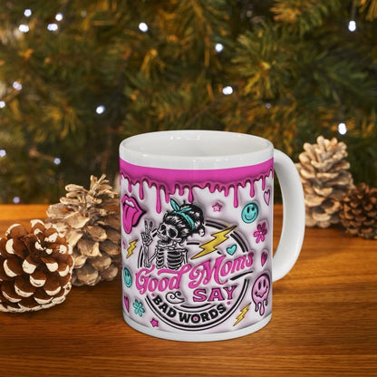 Funny skeleton design mug - good moms say bad words - perfect for coffee and tea - cup, drinkware tumblers reusable bottles ceramic washable