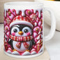 3d quilted sparkly pink festive penguin mug - cozy holiday design with pink and white accents - perfect christmas gift drinkware reuse reusa