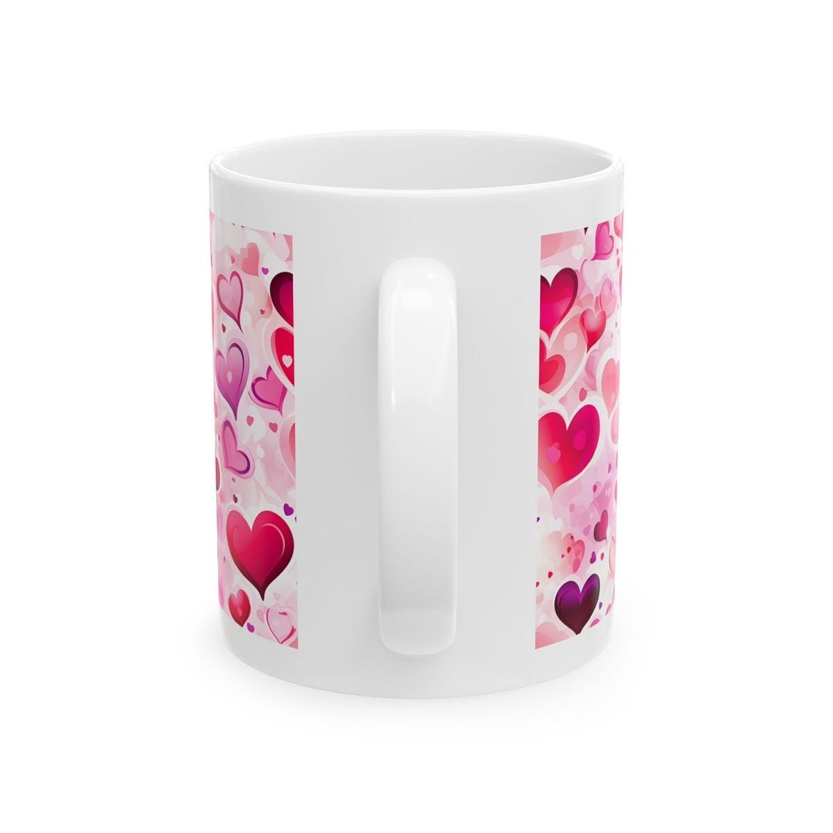 Pink hearts love mug - perfect secret santa stocking filler for xmas and valentines - cute gifts for her - drinkware tumbler cup washable re