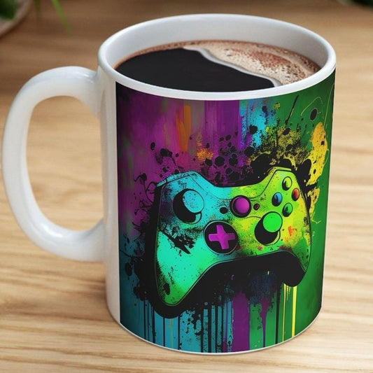 Xbox lover style gamer mug with neon design - perfect for gaming and coffee lovers - drinkware tumbler cup ceramic washable reuse reusable t