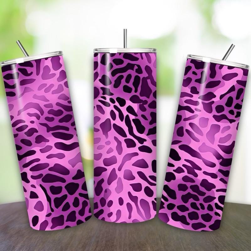 Pink purple leopard print girly 20oz tumbler style - perfect for any occasion drinkware flasks mug bottles water bottles bottled stylish bev