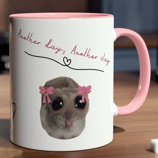 Another day, another slay funny cute hamster literally just a girl pink mug - perfect for your morning drinks - cup, drinkware tumblers bott