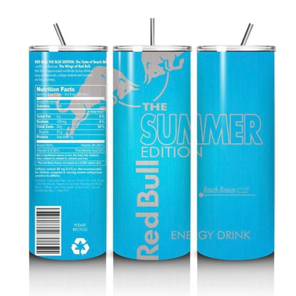 Red bull summer edition tumbler 20oz - blue perfect for on-the-go hydration - vacuum flask - cup drinkware mug bottles water bottles bottled