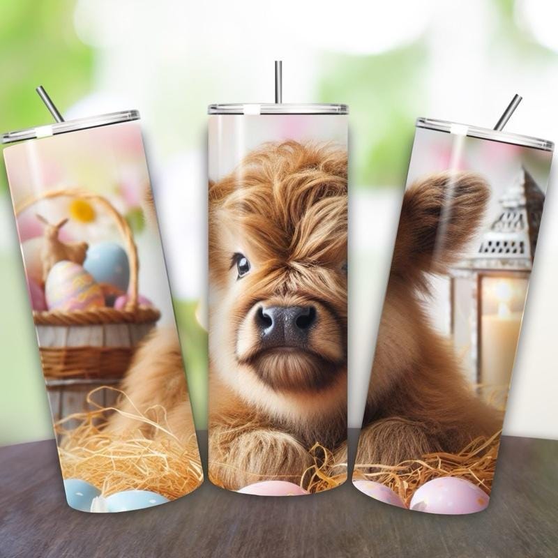 Cute highland cow easter 20oz tumbler style - perfect for any occasion drinkware flasks mug bottles water bottles bottled flask bottle insul