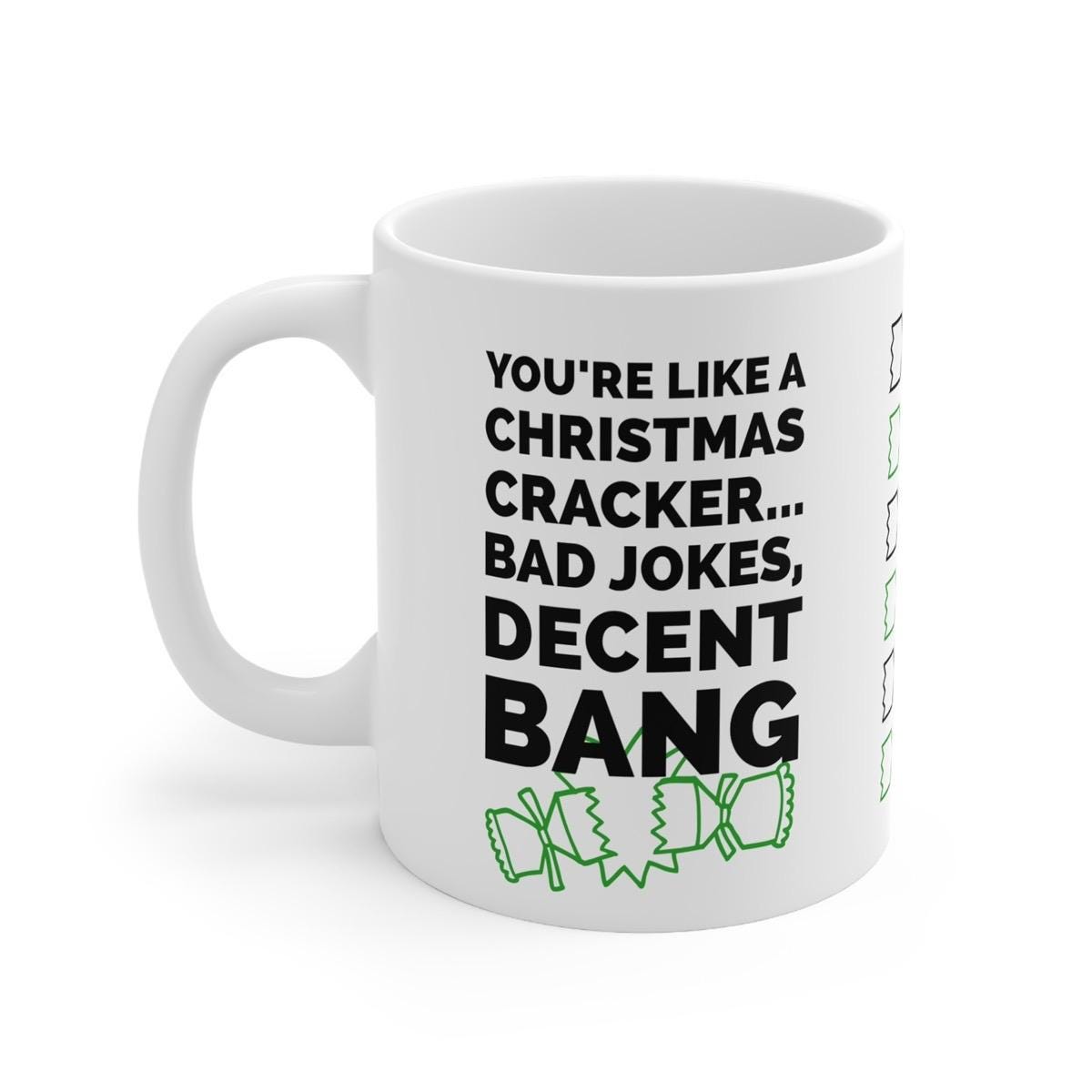 Funny christmas mug - christmas cracker joke, perfect for the holiday season, drinkware - cup ceramic coffee printed tea tumbler reuse reusa