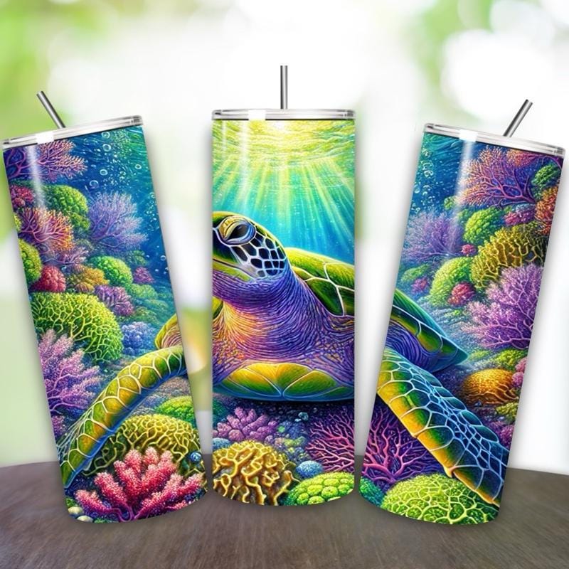 Turtle cute water sea ocean tumbler 20oz - wildlife style stainless steel vacuum flask cup drinkware mug bottles portable gifts insulated th