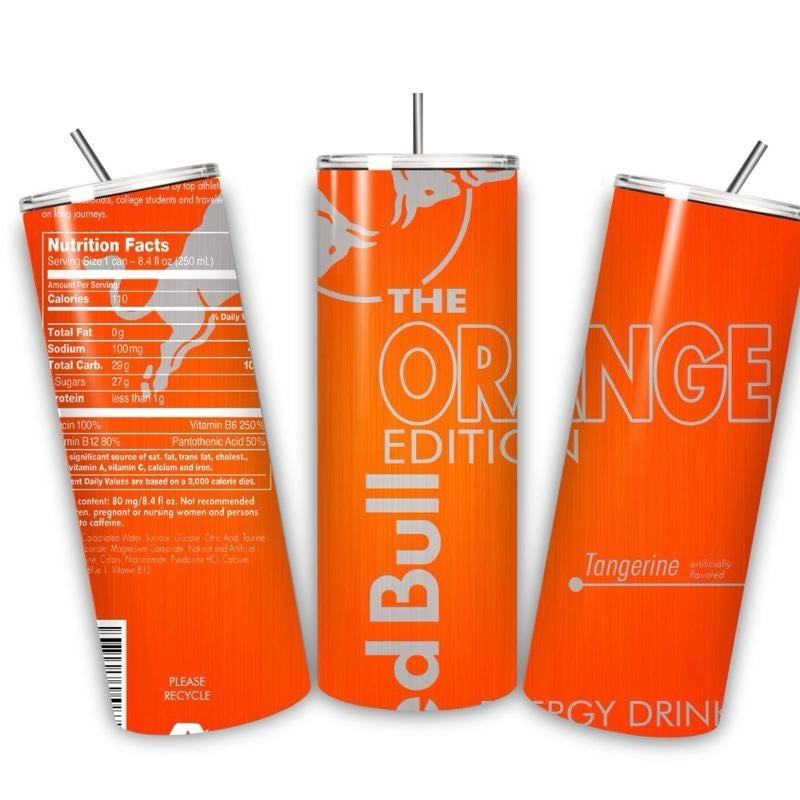 Red bull orange edition tumbler 20oz - perfect for on-the-go hydration - vacuum flask - cup drinkware mug bottles water bottles bottled port