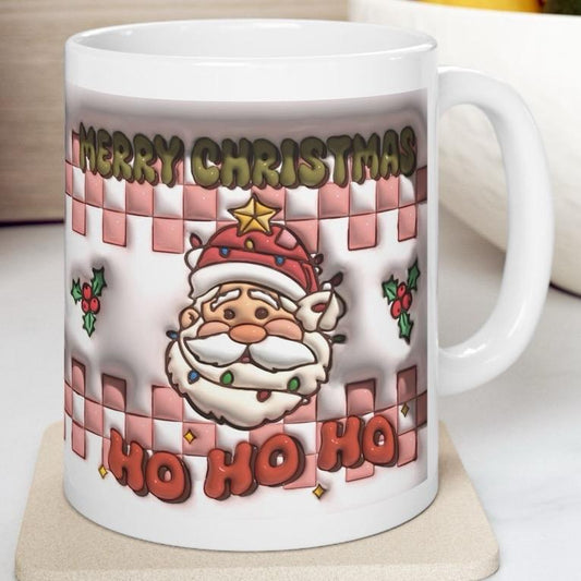 Merry christmas ho ho ho cute 3d mug - festive gift for secret santa xmas drinkware washable reusable reuse cup tumbler ceramic coffee mugs