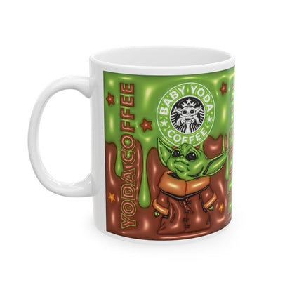 Baby yod style mug - perfect xmas gift for kids - fun drinking glass - drinkware reusable washable reuse tumbler ceramic cup coffee cute fat