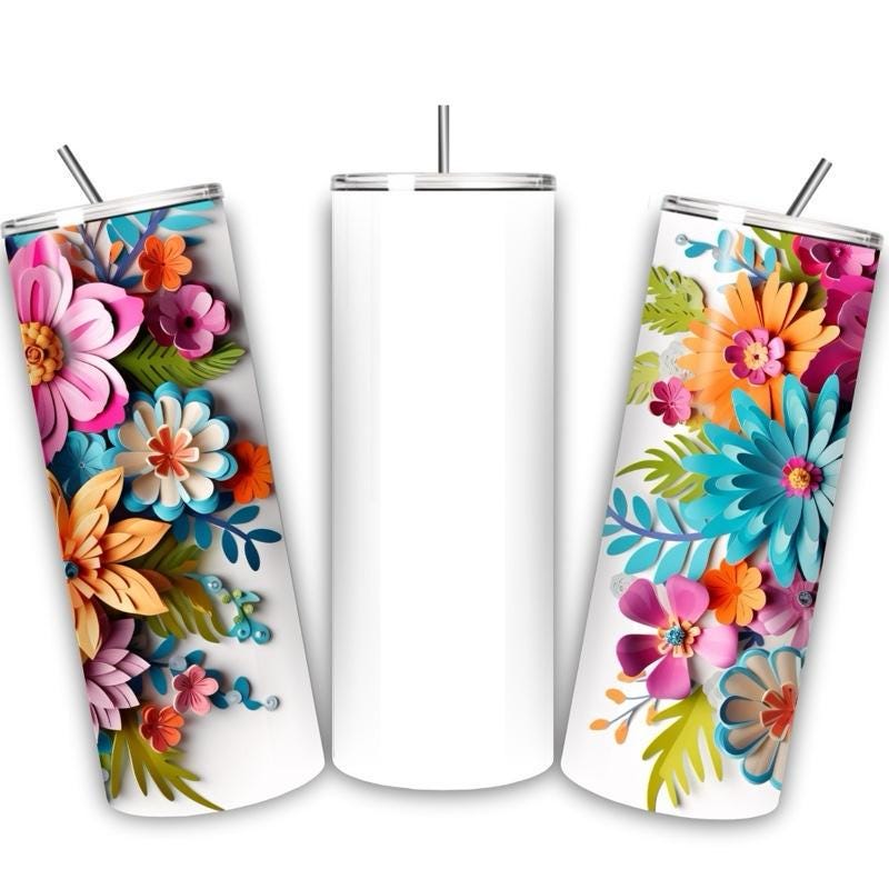 Personalised tumbler floral style 20oz - perfect for on-the-go hydration - vacuum flask - cup drinkware mug bottles water bottles bottled po