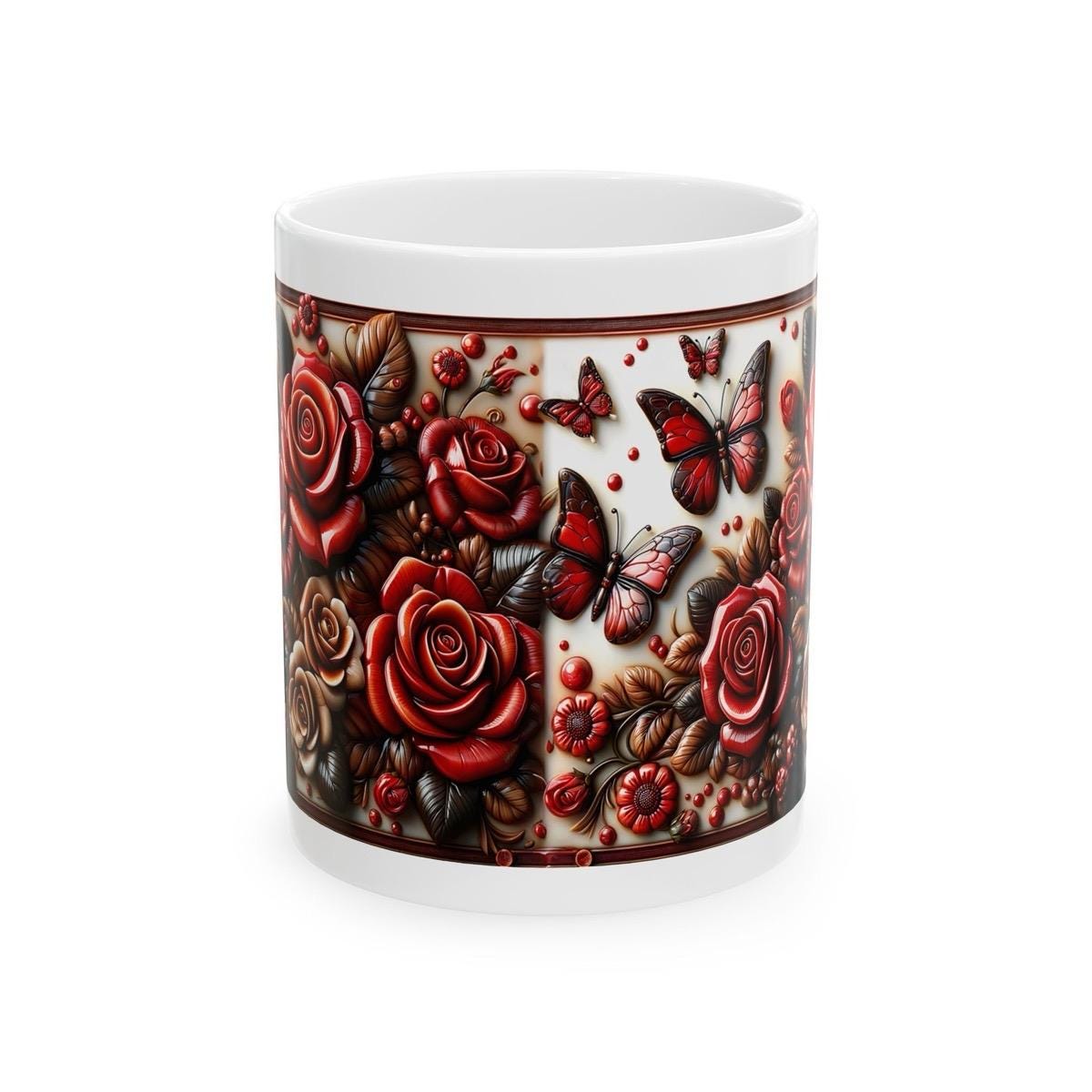 3d roses mug - perfect for your morning drinks - tumblers, drinkware cup bottles ceramic reusable washable reuse coffee xmas mugs tea