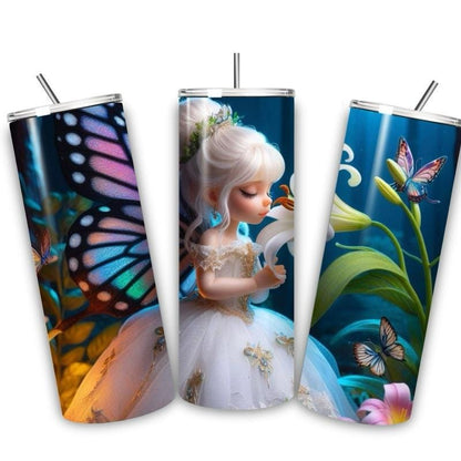 Fairy butterfly tumbler 20oz - perfect for on-the-go hydration - vacuum flask - cup drinkware mug bottles water bottles bottled portable gif