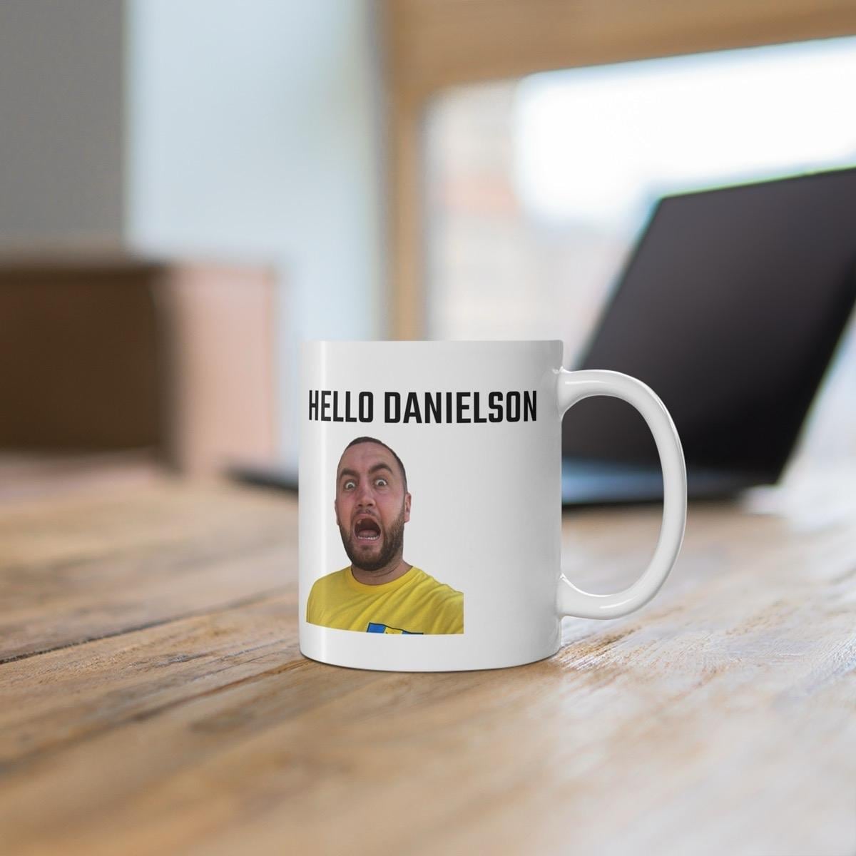Hello danielson ceramic mashtag mug - perfect for drinks - drinkware coffee printed stylish tea tumbler washable cup reuse reusable xmas mug