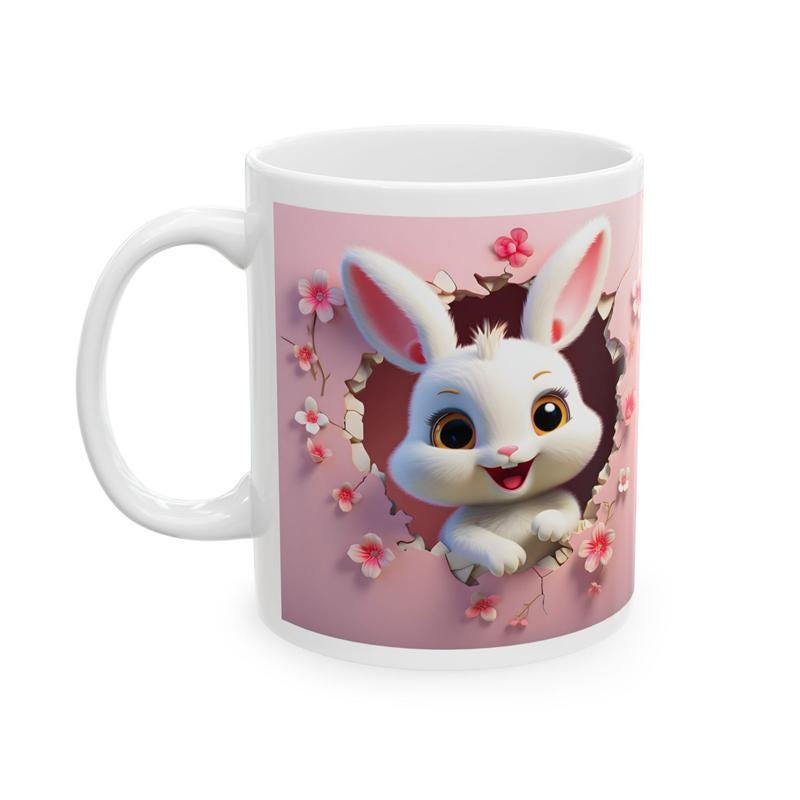 Easter bunny mug - cute gift - perfect for hot drinks - drinkware, tumblers cup bottles reusable washable portable reuse ceramic coffee east