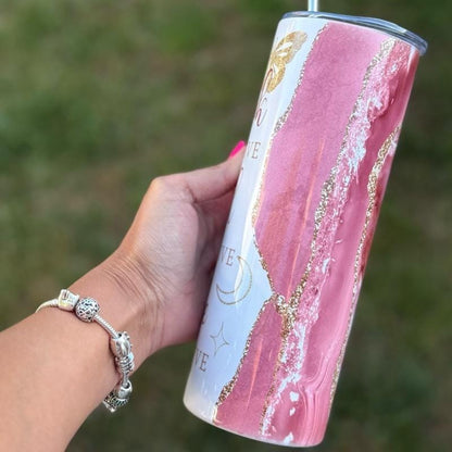 20oz think positive self love mental health cute girly tumbler - perfect for your drinkware needs - washable flasks mug water bottles bottle
