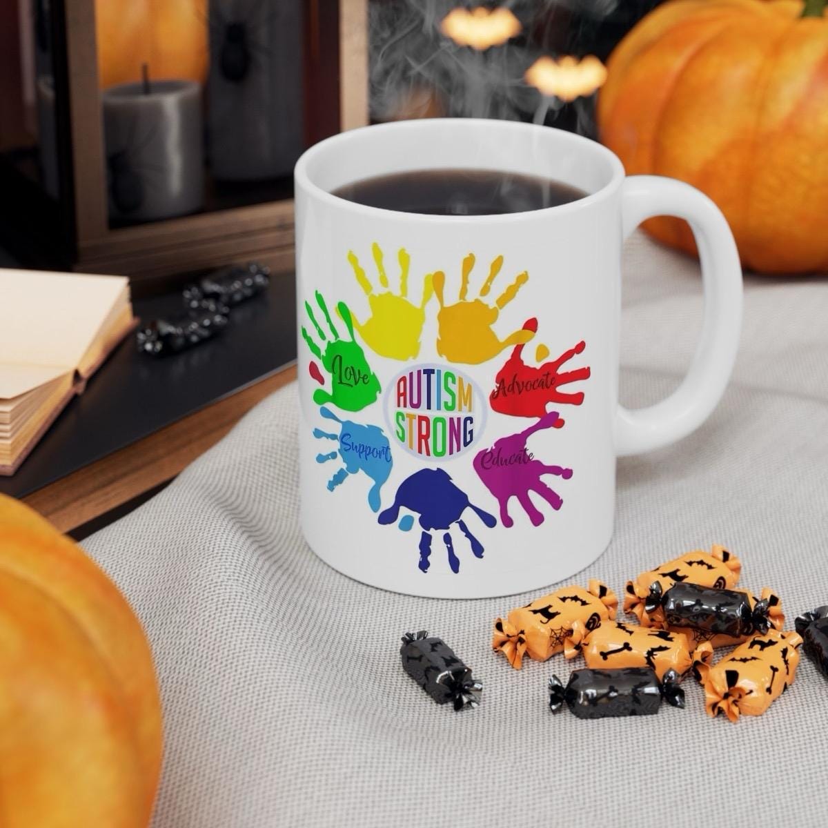Autism strong mug - mental health awareness, perfect for drinking - cup, drinkware tumblers reusable reuse washable ceramic coffee fun mugs