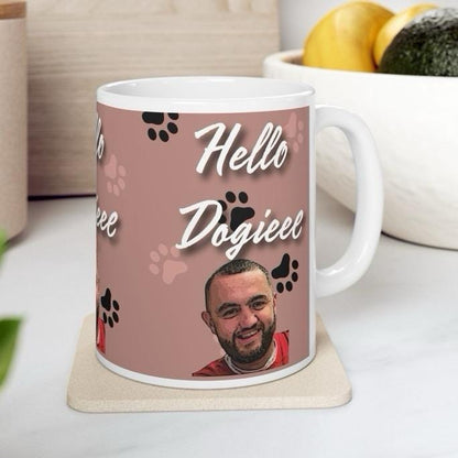 Hello doggie mug mashtag brady hello doggy mug - perfect for drinks - cup, drinkware washable reusable tumblers reuse ceramic coffee bottles