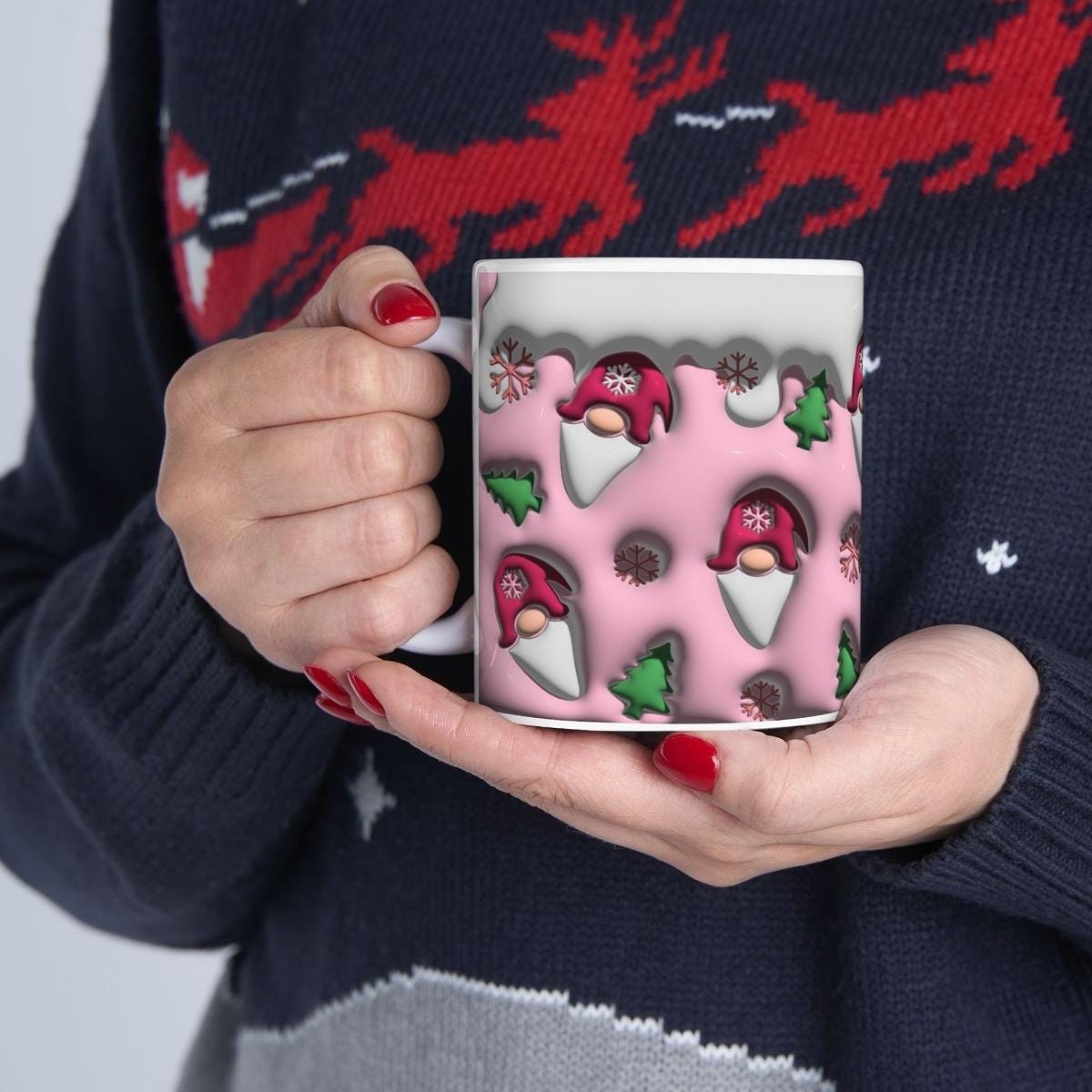 3d santa pink mug - perfect for your morning drinks - drinkware, cup tumblers bottles reusable reuse ceramic washable coffee xmas mugs tea m