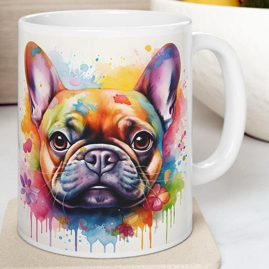 French bulldog floral coffee mug - perfect xmas christmas gift for coffee lovers - drinkware, tumblers washable cup reusable reuse ceramic t