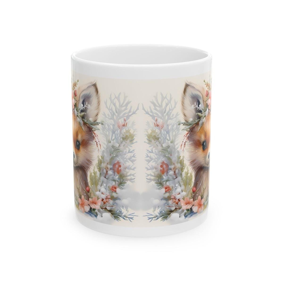 Cute fox christmas mug - secret santa gift and stocking filler drinkware washable tumbler reuse cup ceramic coffee reusable xmas mugs tea fe