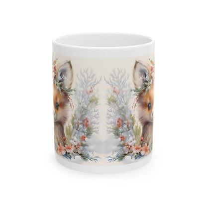 Cute fox christmas mug - secret santa gift and stocking filler drinkware washable tumbler reuse cup ceramic coffee reusable xmas mugs tea fe