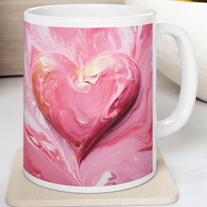 Marble paint 3d mug heart style - perfect valentine's or xmas gift for boyfriend or girlfriend drinkware reusable washable tumbler cup coffe