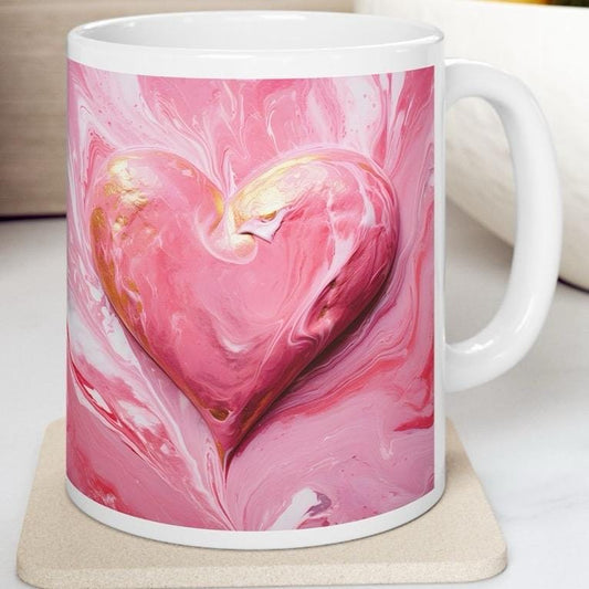Marble paint 3d mug heart style - perfect valentine's or xmas gift for boyfriend or girlfriend drinkware reusable washable tumbler cup coffe