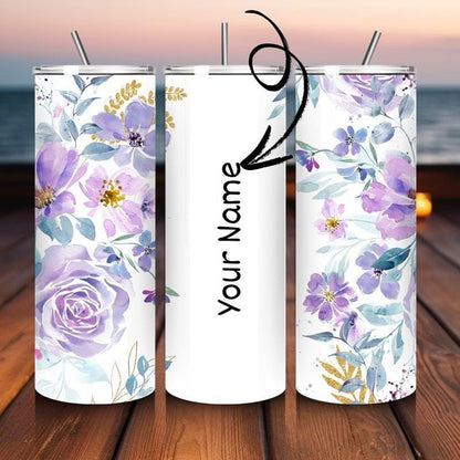 Personalised tumbler floral style 20oz - perfect for on-the-go hydration - vacuum flask - cup drinkware mug bottles water bottles bottled po