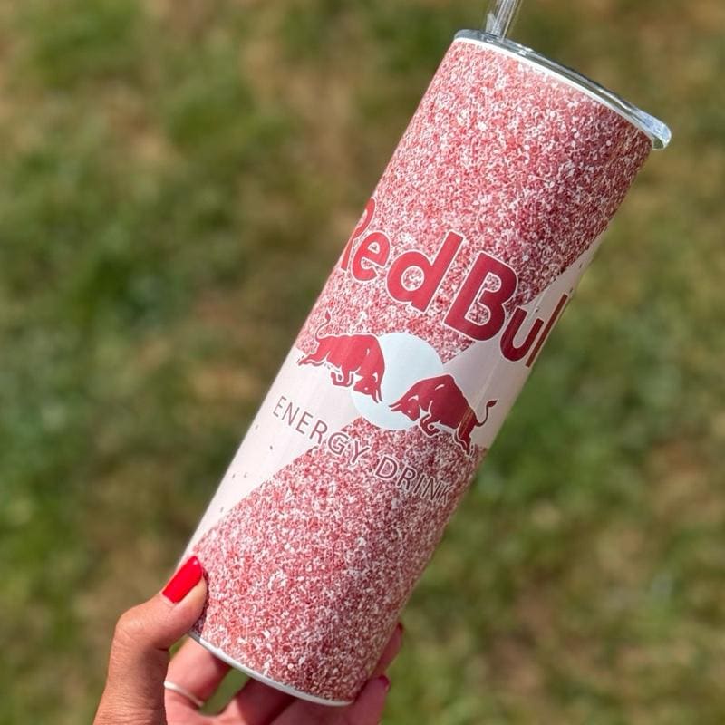 Red bull inspired tumbler 20oz - pink rose glitter style perfect for on-the-go hydration - vacuum flask - cup drinkware mug bottles water bo