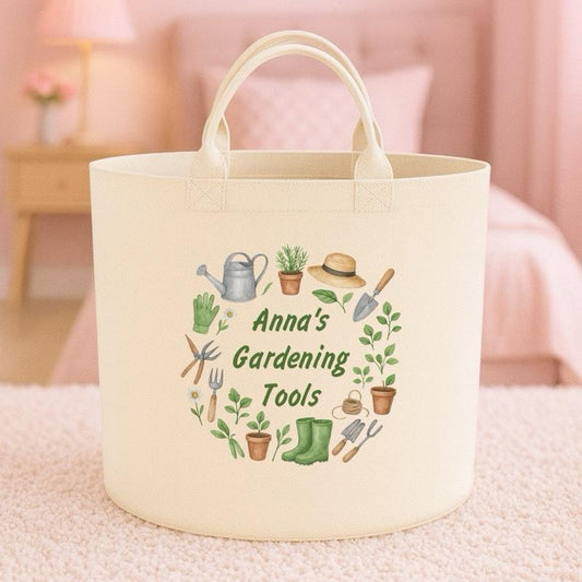 Personalised gardening tools gift basket storage Felt Trug, perfect gifts women men kids gift fun storage basket trugs toy storage cute friend mum Lightweight Organiser Book teddies neutral gifts garden lover gardening storage