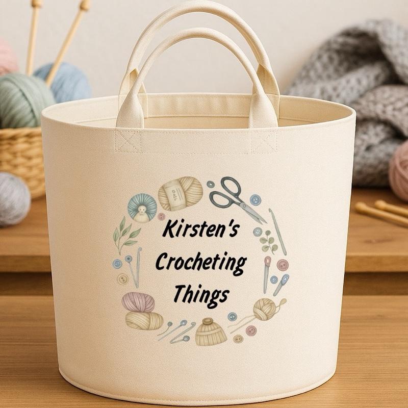 Personalised crocheting gift basket storage Felt Trug, perfect gifts women men kids gift fun storage basket trugs toy storage cute friend mum Lightweight Organiser Book teddies neutral gifts knitting lover crocheting