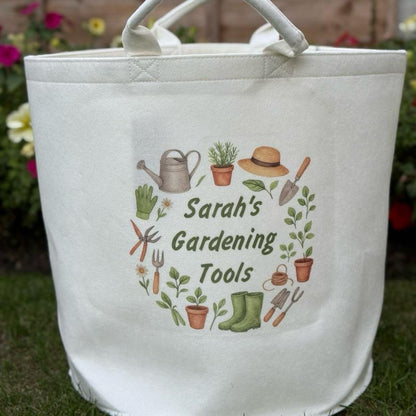 Personalised gardening tools gift basket storage Felt Trug, perfect gifts women men kids gift fun storage basket trugs toy storage cute friend mum Lightweight Organiser Book teddies neutral gifts garden lover gardening storage