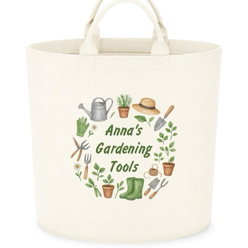 Personalised gardening tools gift basket storage Felt Trug, perfect gifts women men kids gift fun storage basket trugs toy storage cute friend mum Lightweight Organiser Book teddies neutral gifts garden lover gardening storage