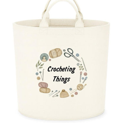 Personalised crocheting gift basket storage Felt Trug, perfect gifts women men kids gift fun storage basket trugs toy storage cute friend mum Lightweight Organiser Book teddies neutral gifts knitting lover crocheting