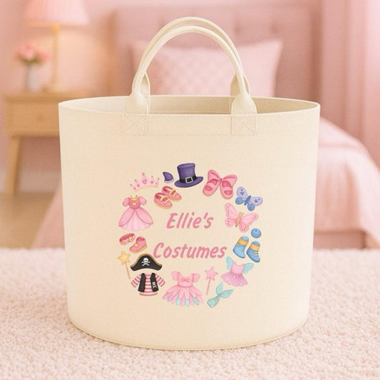 Personalised costumes dress up basket storage Felt Trug, perfect gifts girls kids gift fun storage basket trugs toy storage cute friend mum book storage Flower Organiser Decorative Floral Room