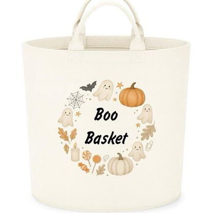 Boo Basket Felt Trug Storage with Halloween Ghosts and Pumpkins Design for Storage Needs fun gifts gift Halloween cute funny friends mum girlfriend boyfriend dad present Decorative Organiser