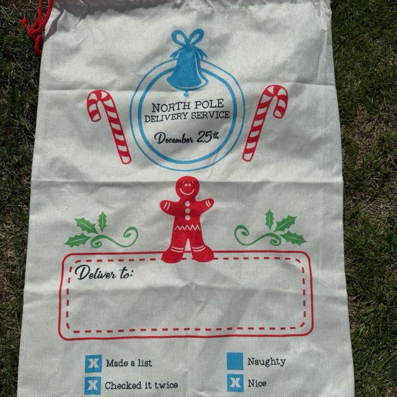 Large Premium Personalised Christmas Sack – North Pole delivery design - Santa Gift Bag – Custom Name – Kids & Adults - Personalised Christmas stocking 64cmx48cm