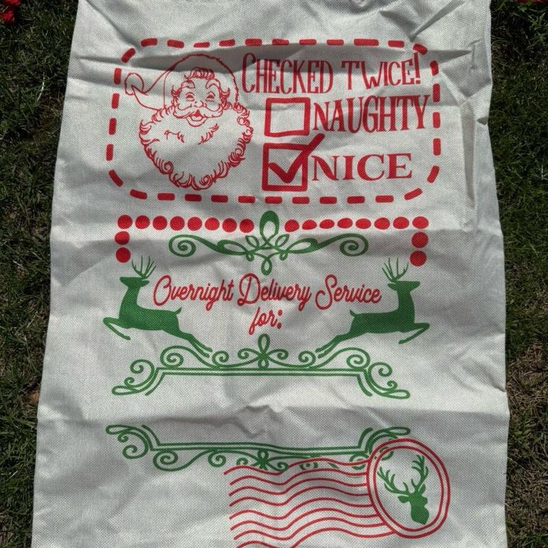 Large Premium Personalised Christmas Sack – Overnight delivery design - Santa Gift Bag – Custom Name – Kids & Adults - Personalised Christmas stocking 64cmx48cm