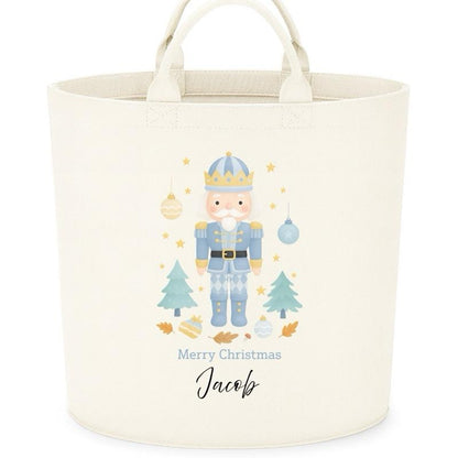 Personalised merry christmas nutcracker trug storage Felt Trug basket, perfect gifts girls boys mum dad fun cute funny  kids gift storage basket trugs toy storage Xmas eve gift Lightweight Organiser Artwork Chocolate stocking filler gifts