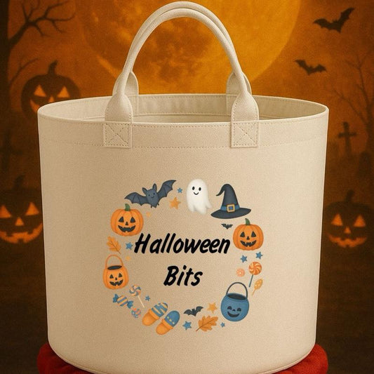 Halloween bits boo Basket Felt Trug Storage with Halloween Ghosts and Pumpkins Design for Storage Needs fun gifts gift Halloween cute funny friends mum girlfriend boyfriend dad present Decorative Organiser