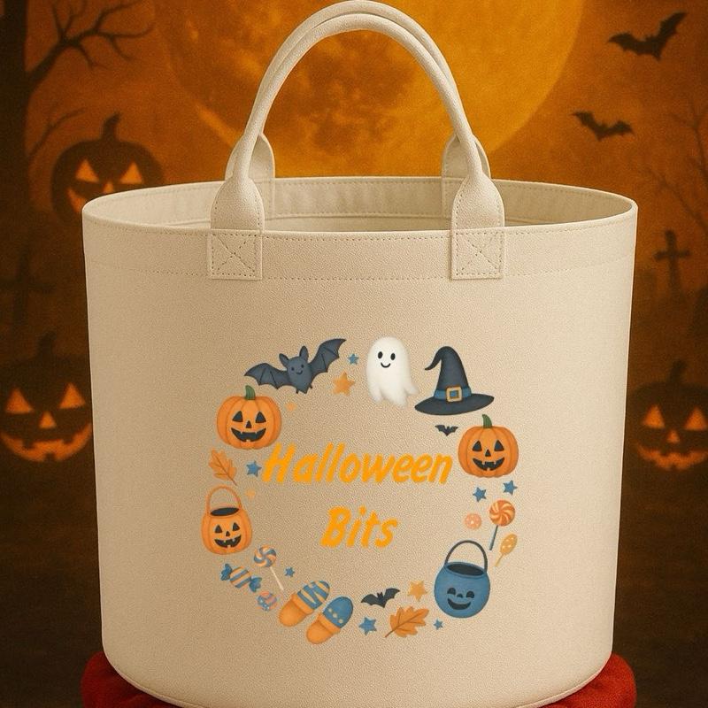 Halloween bits boo Basket Felt Trug Storage with Halloween Ghosts and Pumpkins Design for Storage Needs fun gifts gift Halloween cute funny friends mum girlfriend boyfriend dad present Decorative Organiser