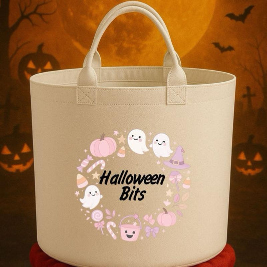Halloween bits boo Basket Felt Trug Storage with Halloween Ghosts and Pumpkins Design for Storage Needs fun gifts gift Halloween cute funny friends mum girlfriend boyfriend dad present Decorative Organiser
