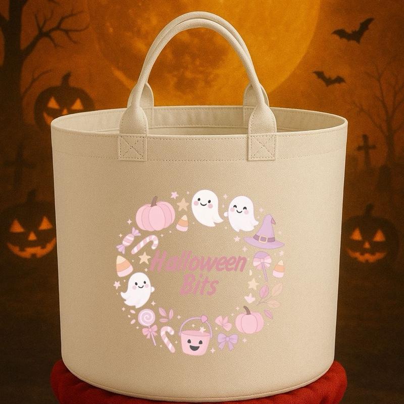Halloween bits boo Basket Felt Trug Storage with Halloween Ghosts and Pumpkins Design for Storage Needs fun gifts gift Halloween cute funny friends mum girlfriend boyfriend dad present Decorative Organiser