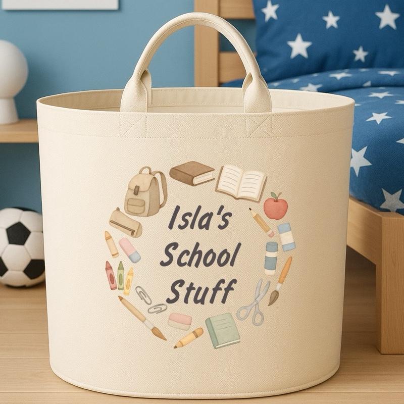 Personalised school stuff basket storage Felt Trug, perfect gifts fun storage basket trugs toy storage cute friend mum book storage school books school storage kids daughter son starting school
