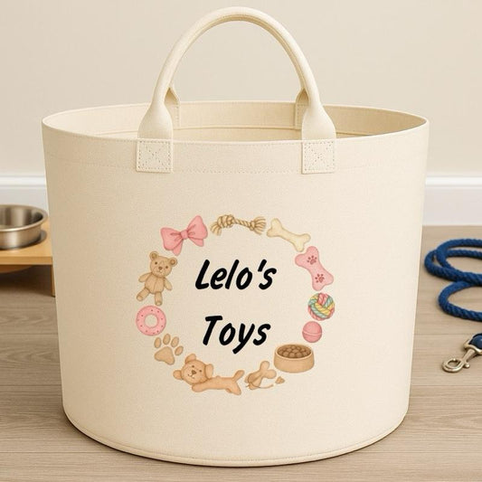 Personalised dog toys basket storage Felt Trug, perfect gifts fun storage basket trugs toy storage cute friend mum book storage dog gifts pets pet puppy storage personalised pet gifts Organiser