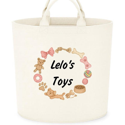 Personalised dog toys basket storage Felt Trug, perfect gifts fun storage basket trugs toy storage cute friend mum book storage dog gifts pets pet puppy storage personalised pet gifts Organiser